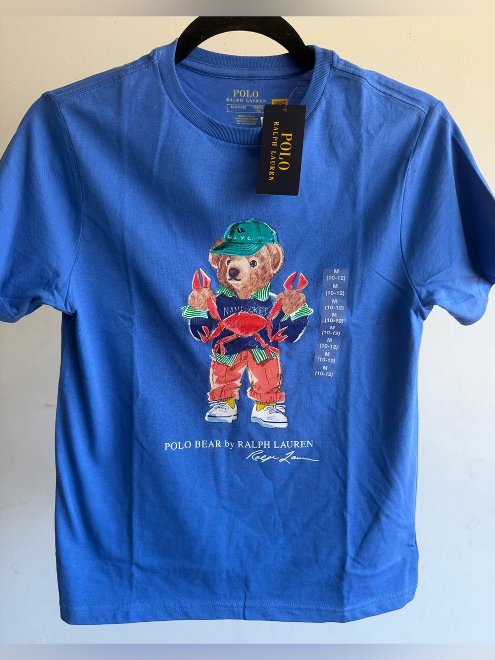 Ralph Lauren Polo Boys' Blue Graphic Tee with Multicolor Bear